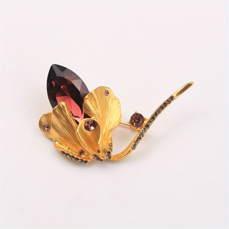 Zarif Rhinestone Gul Brosh: Yorqin rhinestone'lar bilan bezatilgan ajoyib aksessuar, ayollarning kiyim palto, sviterlarini bezash uchun yoki zamonaviy yelka pin korsaji sifatida mukammal.