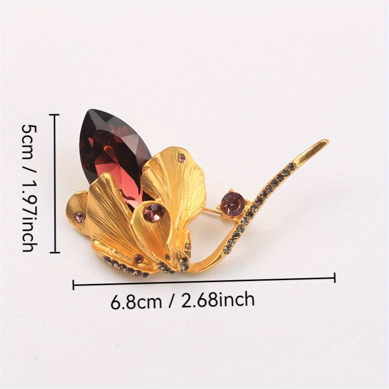 Elegant Rhinestone Flower Brooch for Women Dress Coat Sweater Lapel Pin