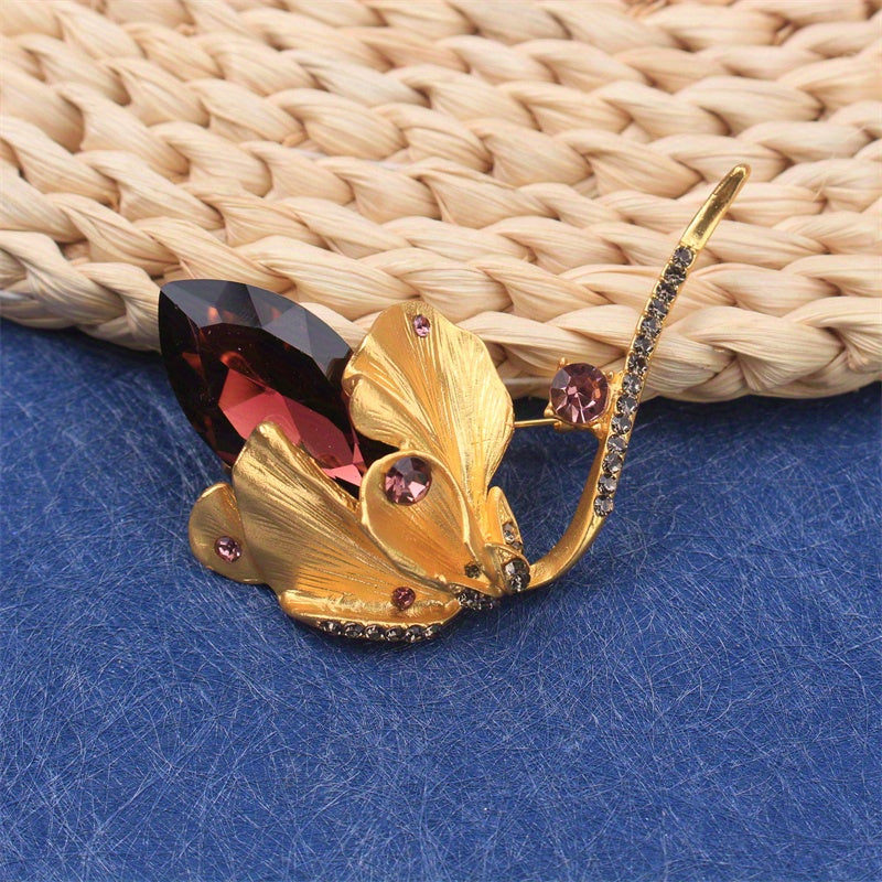 Elegant Rhinestone Flower Brooch for Women Dress Coat Sweater Lapel Pin