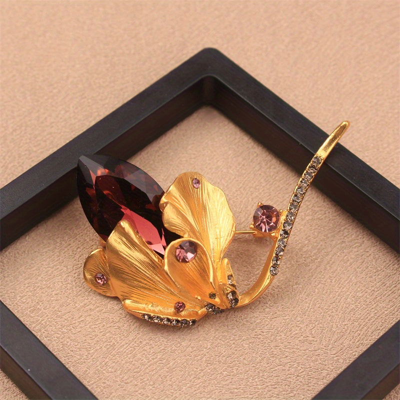 Zarif Rhinestone Gul Brosh: Yorqin rhinestone'lar bilan bezatilgan ajoyib aksessuar, ayollarning kiyim palto, sviterlarini bezash uchun yoki zamonaviy yelka pin korsaji sifatida mukammal.
