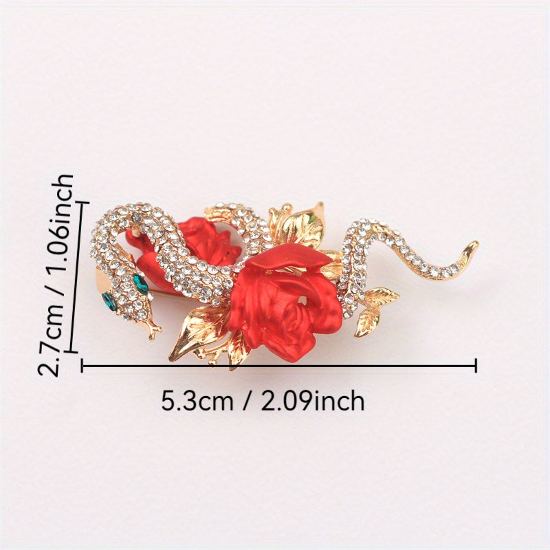 Rhinestone Serpent Brooch Animal-Inspired Jewelry for Clothes Purses Headwear
