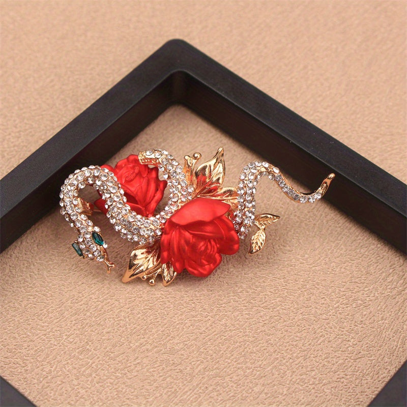 Rhinestone Serpent Brooch Animal-Inspired Jewelry for Clothes Purses Headwear