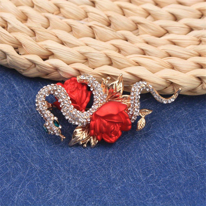 Rhinestone Serpent Brooch Animal-Inspired Jewelry for Clothes Purses Headwear