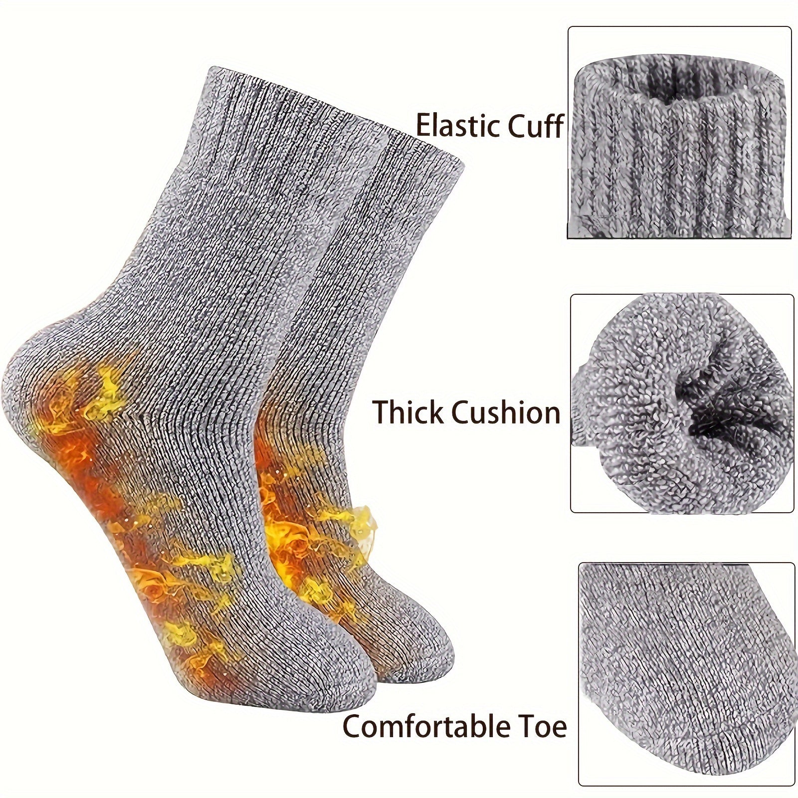 Men's Winter Socks 5 Pairs Thick Hiking Casual Warm Comfortable