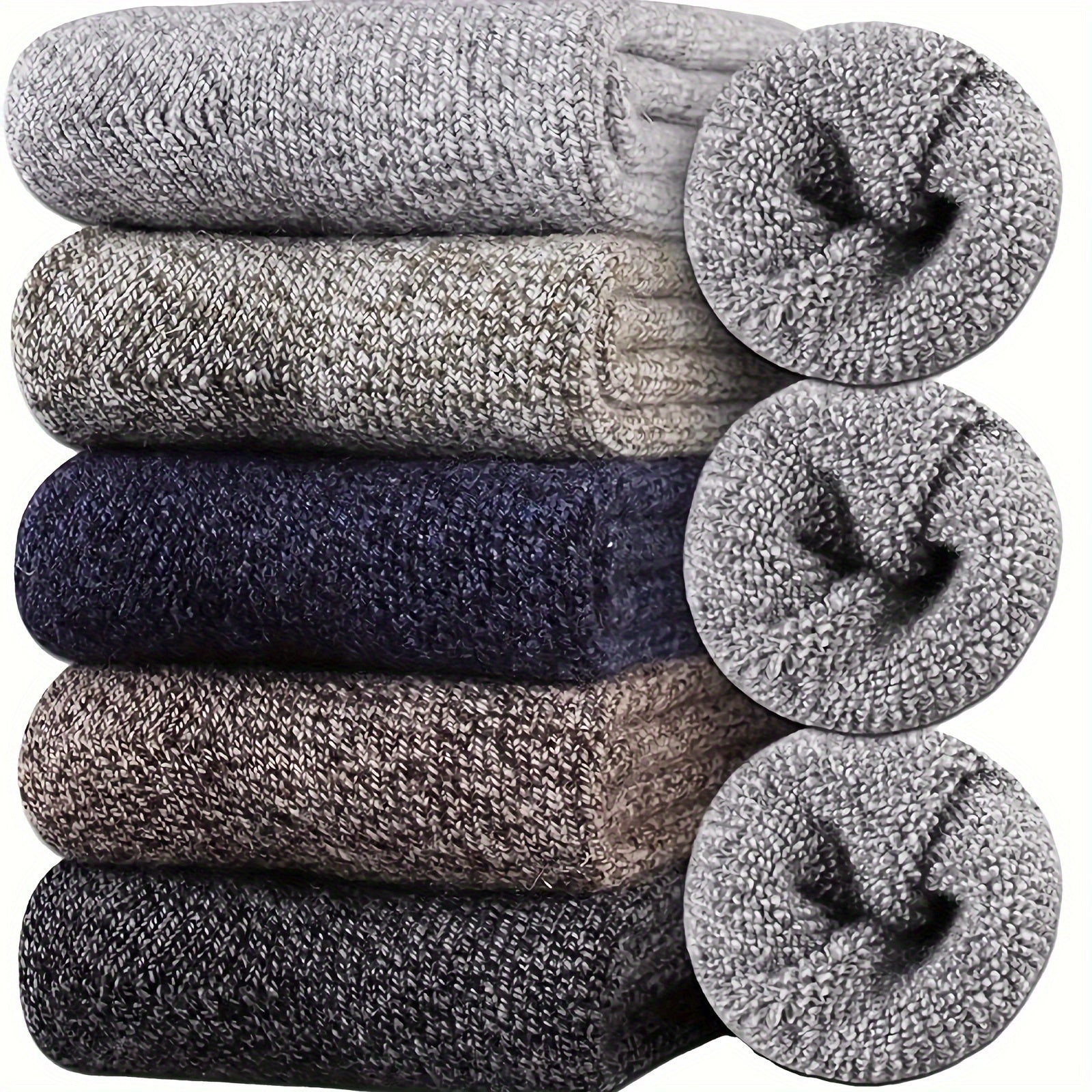 Men's Winter Socks 5 Pairs Thick Hiking Casual Warm Comfortable