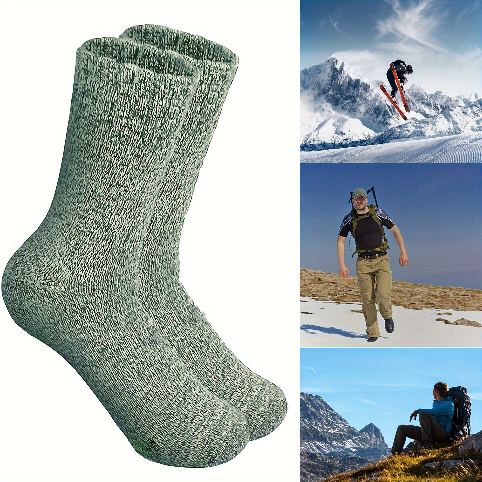 Men's Winter Socks 5 Pairs Thick Hiking Casual Warm Comfortable