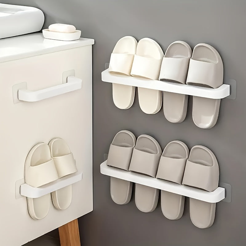 Wall-Mounted Shoe Organizer Rack Plastic Storage for Bathroom Bedroom Dorm