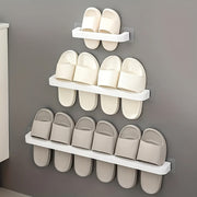Wall-Mounted Shoe Organizer Rack Plastic Storage for Bathroom Bedroom Dorm