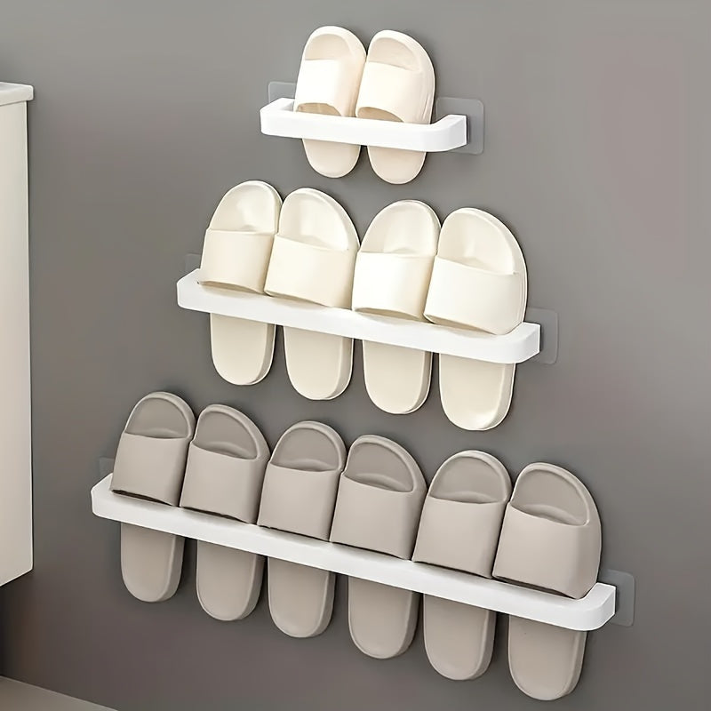 Wall-Mounted Shoe Organizer Rack Plastic Storage for Bathroom Bedroom Dorm