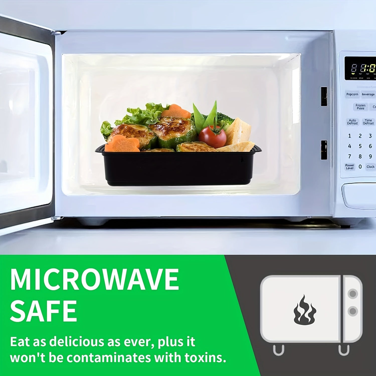 Pack of 10 Meal Prep Containers 16.9 oz BPA-Free Reusable Microwave Safe