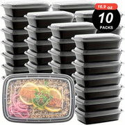 Pack of 10 Meal Prep Containers 16.9 oz BPA-Free Reusable Microwave Safe