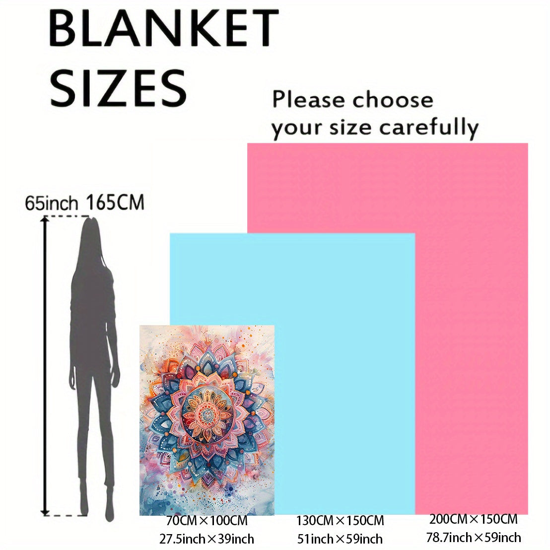 Mandala Pattern Flannel Throw Blanket Cozy Soft Lightweight All-Season Polyester for Bed Couch Travel