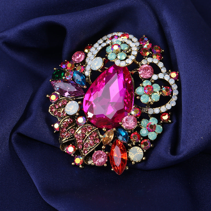 Vintage Rhinestone Flower Brooch Set for Weddings and Gifts