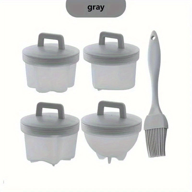 4 ta Qiziqarli Multfilm Tuxum Shablonlari - Tuxumlarni Mukammal Pishirish va Bug'lash uchun Qiziqarli Oshxona Asboblari, Uzoq Muddatli PC Materialidan Yasalgan, Nonushta uchun Tovuq Sevuvchilar uchun Ajoyib