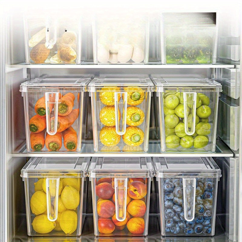 4-Piece Food-Grade Transparent Plastic Kitchen Storage Containers Stackable Large Capacity