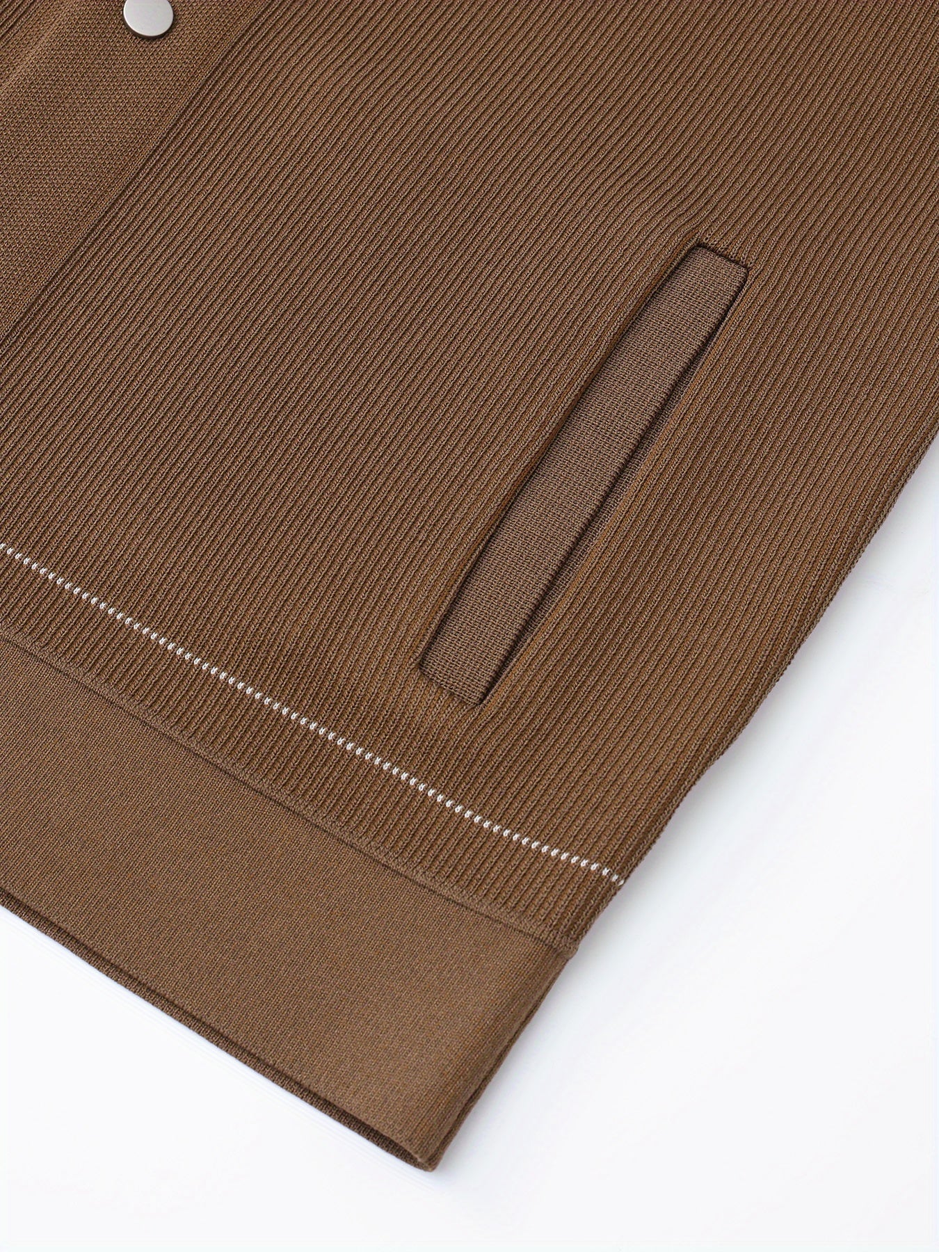 Men's Knit Cardigan Sweater with Business Collar and Pockets in Solid Color