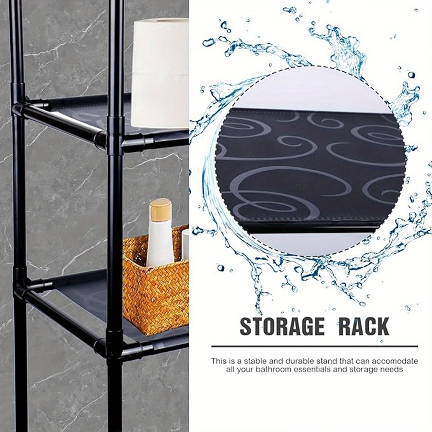 Over-The-Toilet Bathroom Organizer with 3 Tiers Metal Hanging Shelving Unit Storage