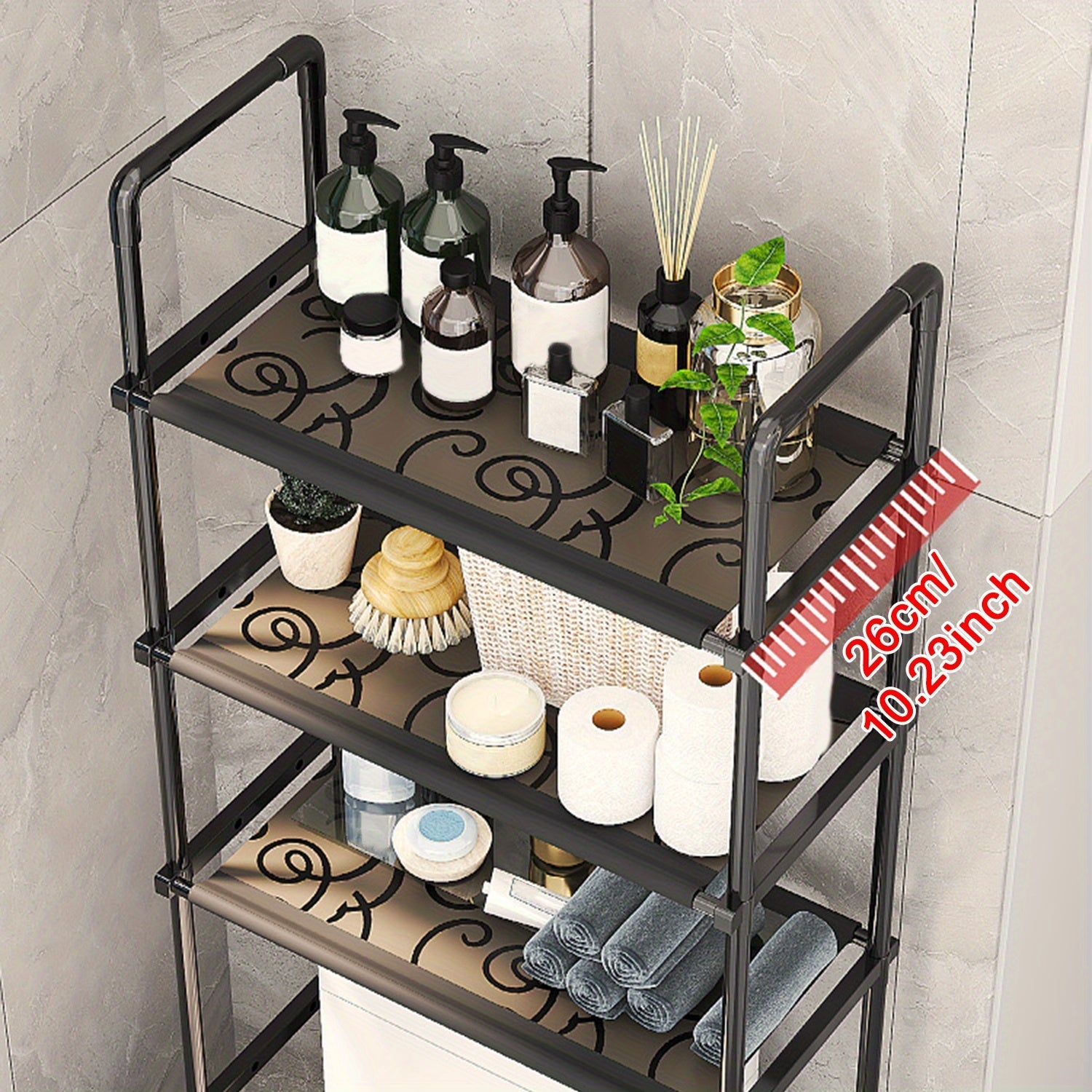 Over-The-Toilet Bathroom Organizer with 3 Tiers Metal Hanging Shelving Unit Storage