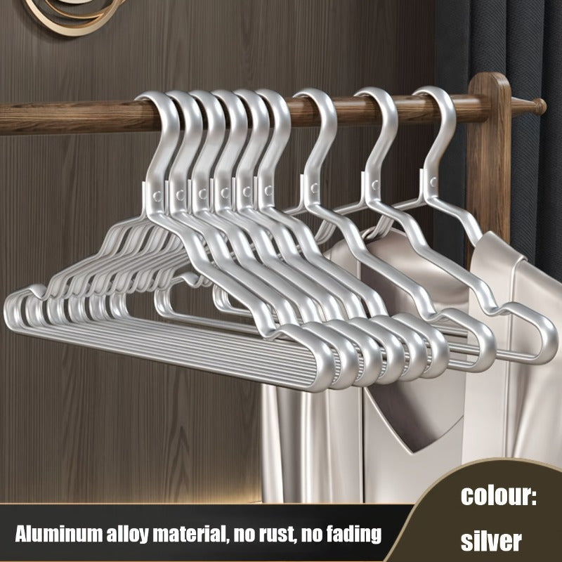 Set of 10 Aluminum Alloy Hangers with Rubber Coating Non-Slip Space-Saving Waterproof Rust-Proof