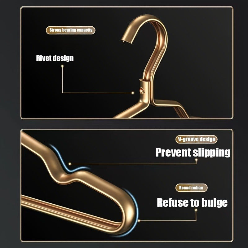 Set of 10 Aluminum Alloy Hangers with Rubber Coating Non-Slip Space-Saving Waterproof Rust-Proof