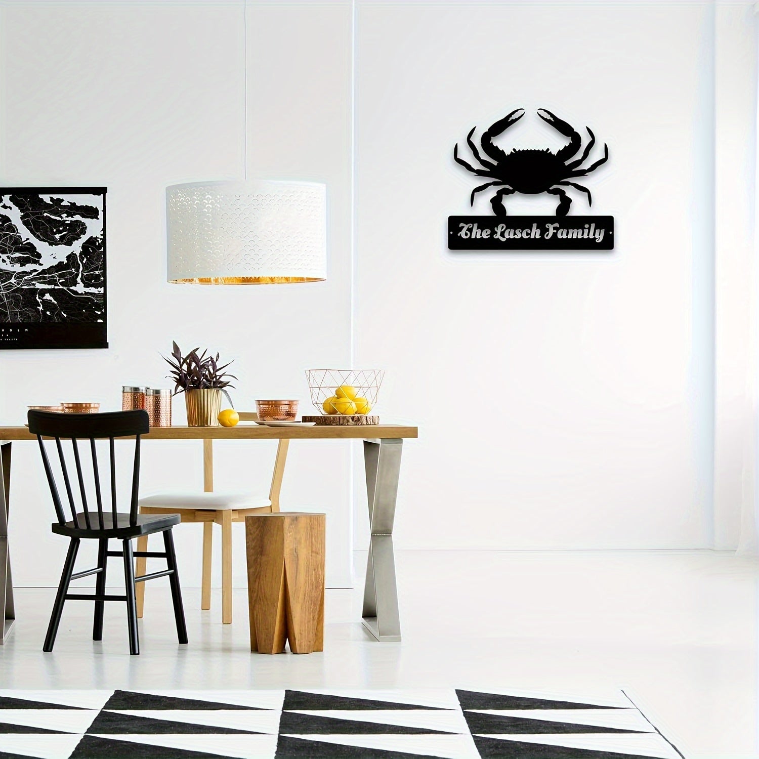 Black Crab Metal Wall Art Indoor Hanging Sign for Living Room Halloween Decor