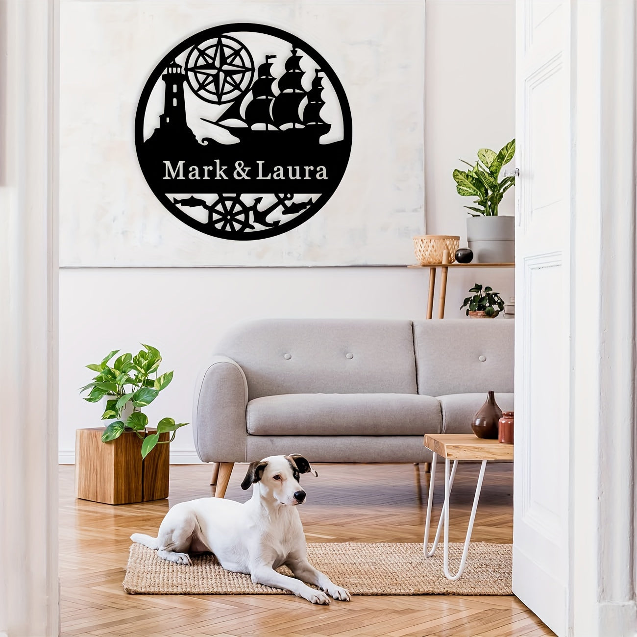 Geometrik Yelkenli Qayiq Metall Devor San'ati - Shaxsiylashtirilgan Dengiz Chirog'i Oila Ismi Eski Qopqoqi, Temir Uy Dekor Belgi, Yashash Xonasi, Tashqi, Halloween, Plyaj Mavzusidagi Xonalar uchun - 14 yosh va undan katta yoshdagilar uchun mukammal