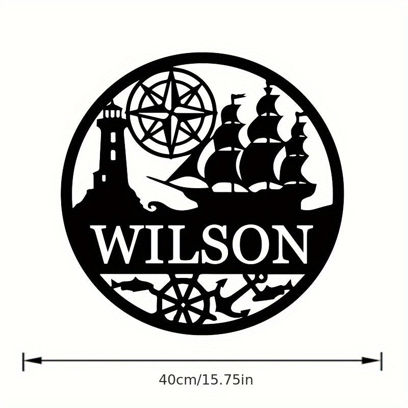 Geometrik Yelkenli Qayiq Metall Devor San'ati - Shaxsiylashtirilgan Dengiz Chirog'i Oila Ismi Eski Qopqoqi, Temir Uy Dekor Belgi, Yashash Xonasi, Tashqi, Halloween, Plyaj Mavzusidagi Xonalar uchun - 14 yosh va undan katta yoshdagilar uchun mukammal