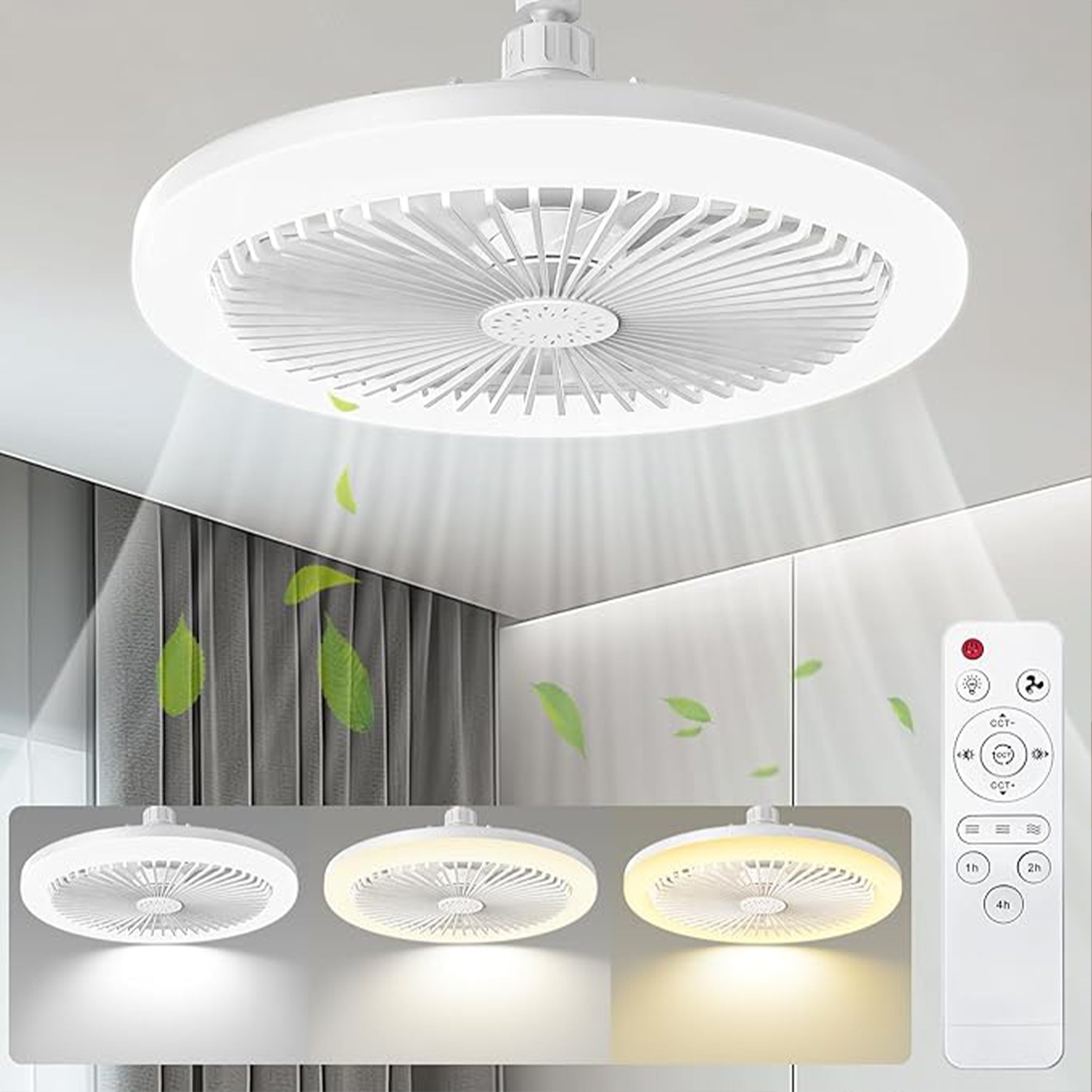 10-Inch LED Ceiling Fan with Remote Control 5 Blades Aromatherapy 3 Color Temperatures 3 Speeds Timer Hardwired for Bedroom Living Room Study
