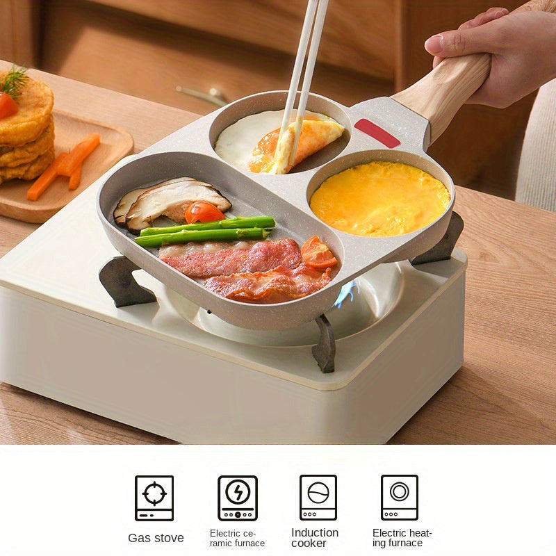 3-in-1 Non-Stick Omelette Pan Aluminum Cookware for Breakfast Eggs Steak