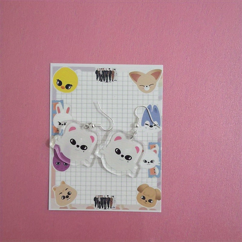 Acrylic Animal Drop Earrings Hypoallergenic Cartoon Style for Women and Girls