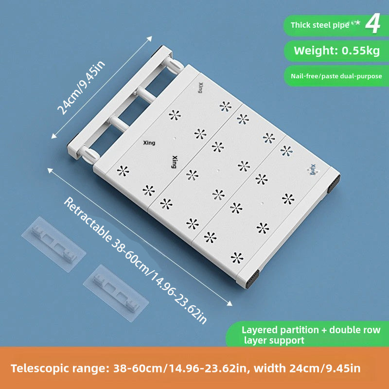 No-Drill Expandable Plastic Shelves Multi-Purpose Organizer for Closets Kitchens Bathrooms