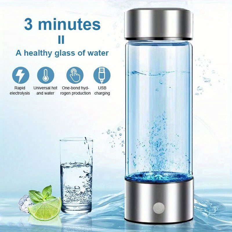 Portable Hydrogen Water Bottle 420ml USB Rechargeable Ionizer with 1000mAh Battery