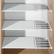No-Drill Expandable Plastic Shelves Multi-Purpose Organizer for Closets Kitchens Bathrooms