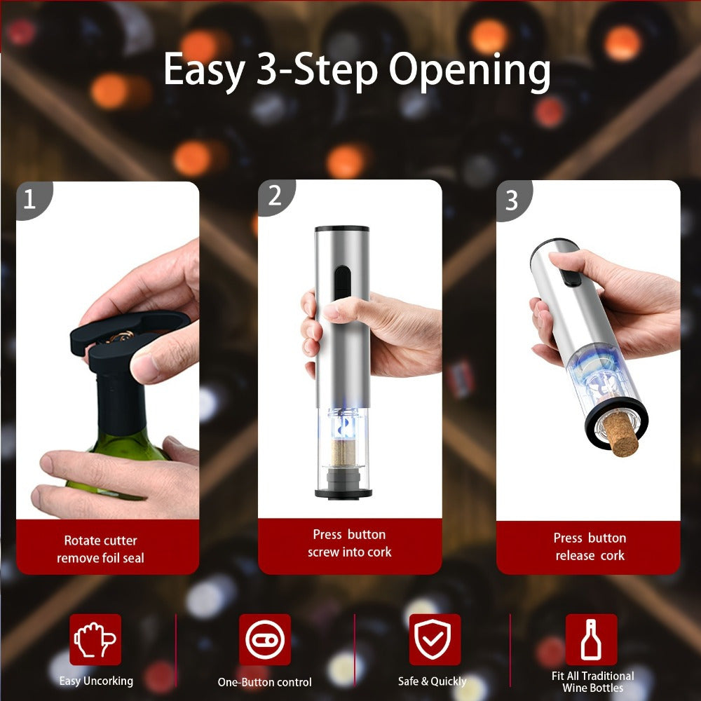Rechargeable 6-in-1 Electric Wine Opener Set with USB Charging and Stainless Steel