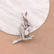 Enamel Kangaroo Brooch Cartoon Animal Jewelry for Men Women