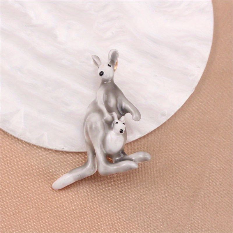 Enamel Kangaroo Brooch Cartoon Animal Jewelry for Men Women