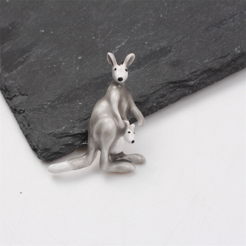 Enamel Kangaroo Brooch Cartoon Animal Jewelry for Men Women
