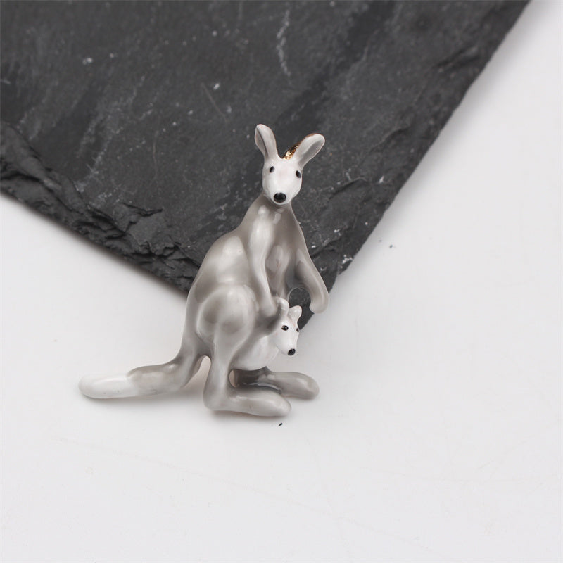 Enamel Kangaroo Brooch Cartoon Animal Jewelry for Men Women