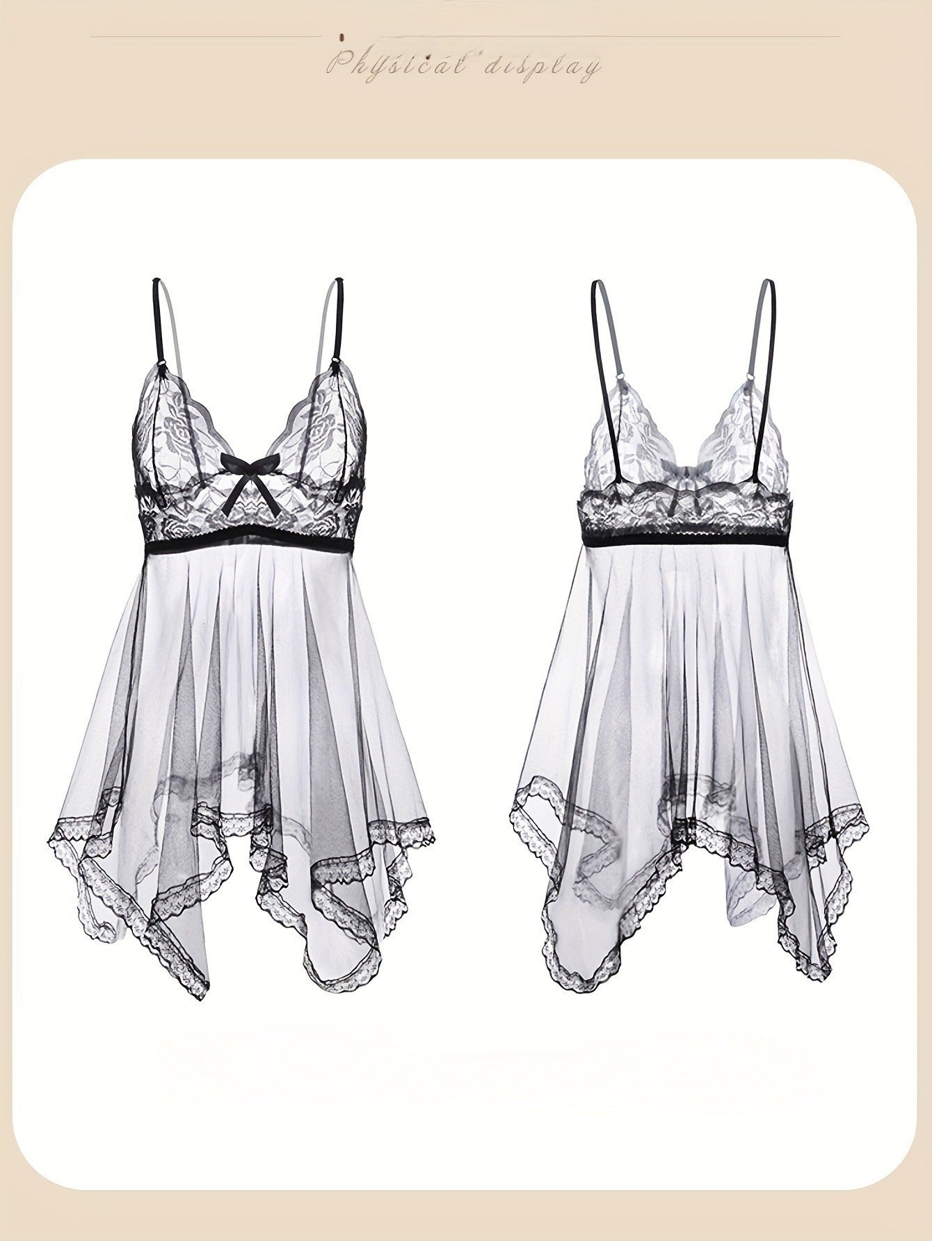 Deep V Sheer Lace Velvet Nightgown with T-Pants for Women