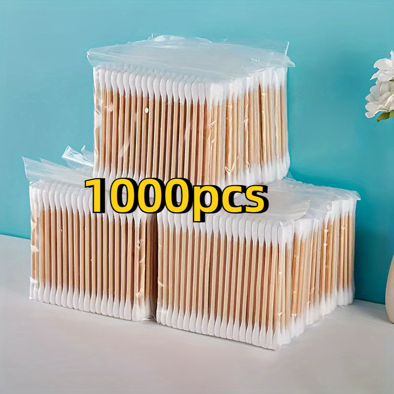 1000 Double-Ended Cotton Swabs Unscented Low Allergenic for Ear and Makeup Cleaning