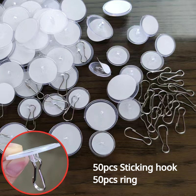 100 ta shift uchun 50 ta yopishqoq va shaffof mustahkam devor kancalari, bayram bezaklari uchun