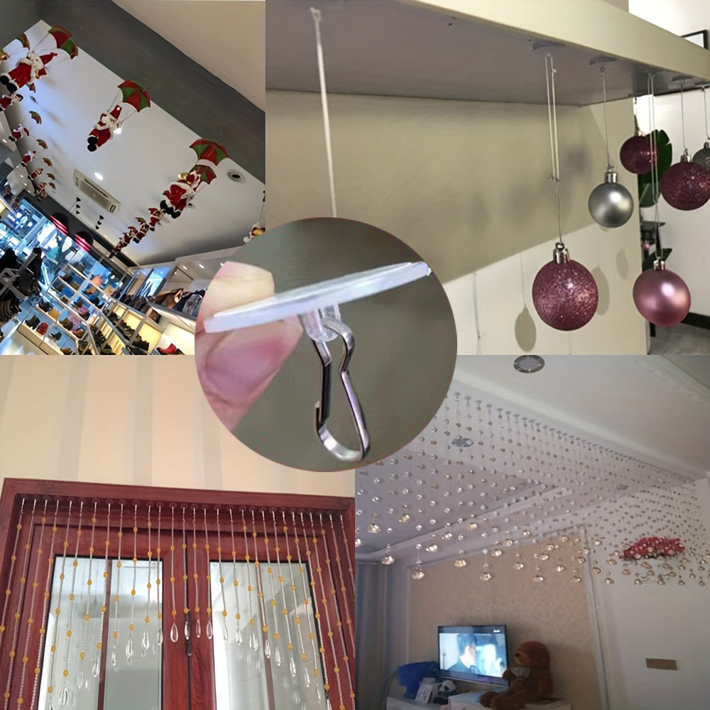 100 ta shift uchun 50 ta yopishqoq va shaffof mustahkam devor kancalari, bayram bezaklari uchun