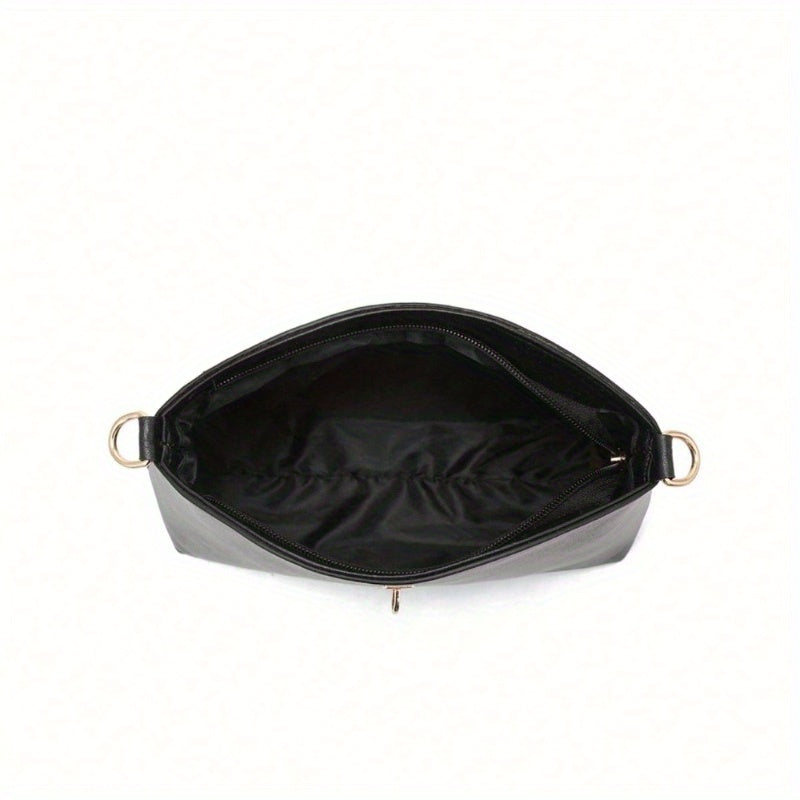 Women's 2-Piece PU Bag Set with Tassel Water-Resistant Zipper Crossbody and Handbag Black