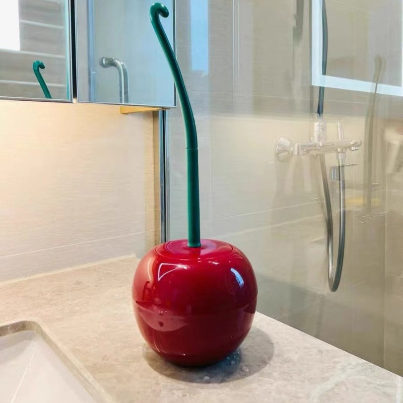 Toilet Brush Set with Holder Cherry Blossom Design Durable Easy to Clean Bathroom Accessory