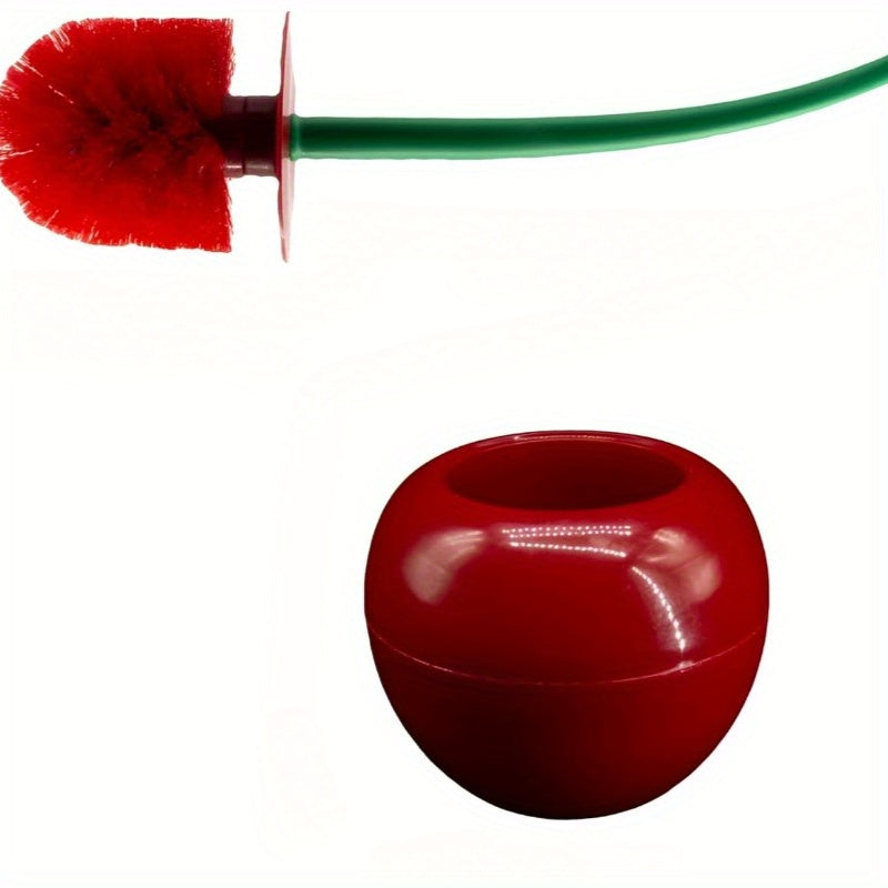 Toilet Brush Set with Holder Cherry Blossom Design Durable Easy to Clean Bathroom Accessory