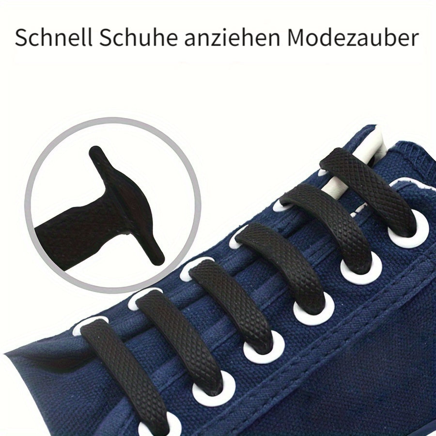 Unisex Elastic Silicone Shoelaces I-Shaped Buckle-Free Casual, Versatile Set of 16