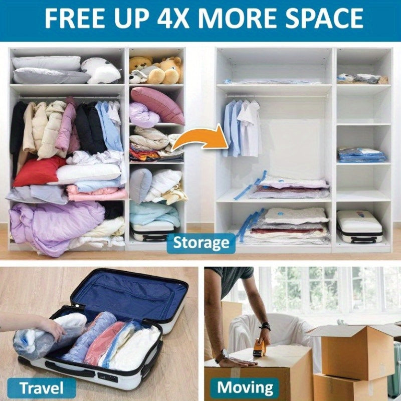 Set of 9 Vacuum Storage Bags with Hand Pump for Compressing Clothes and Comforters