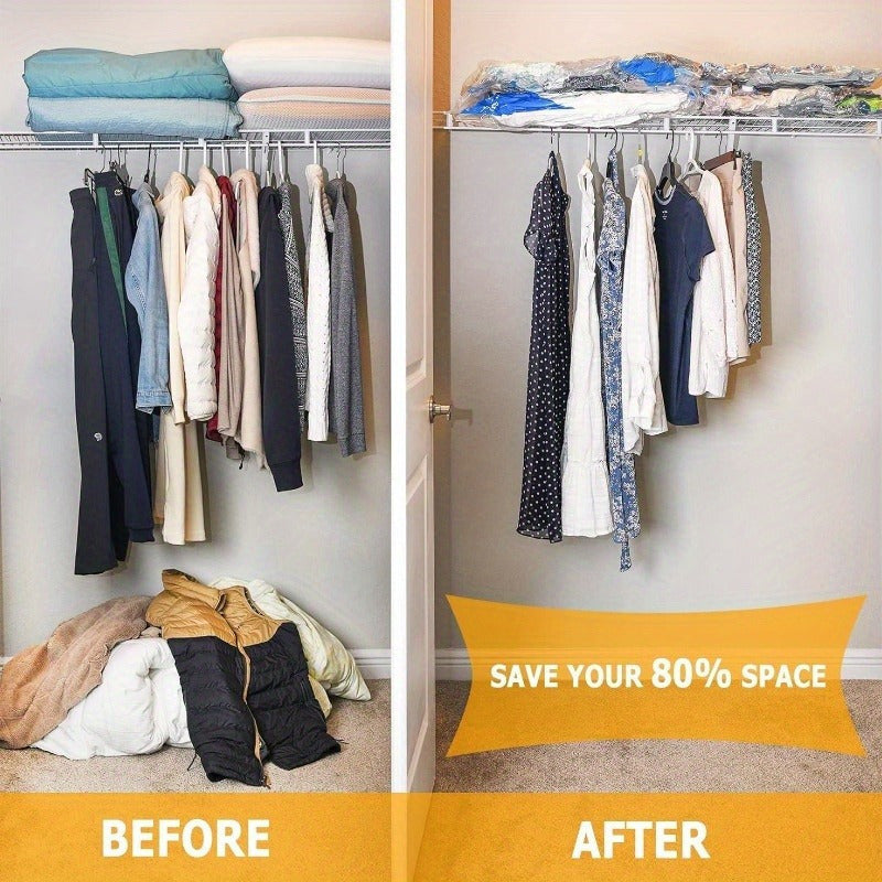 Set of 9 Vacuum Storage Bags with Hand Pump for Compressing Clothes and Comforters