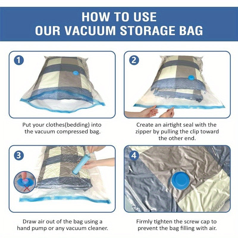 Set of 9 Vacuum Storage Bags with Hand Pump for Compressing Clothes and Comforters