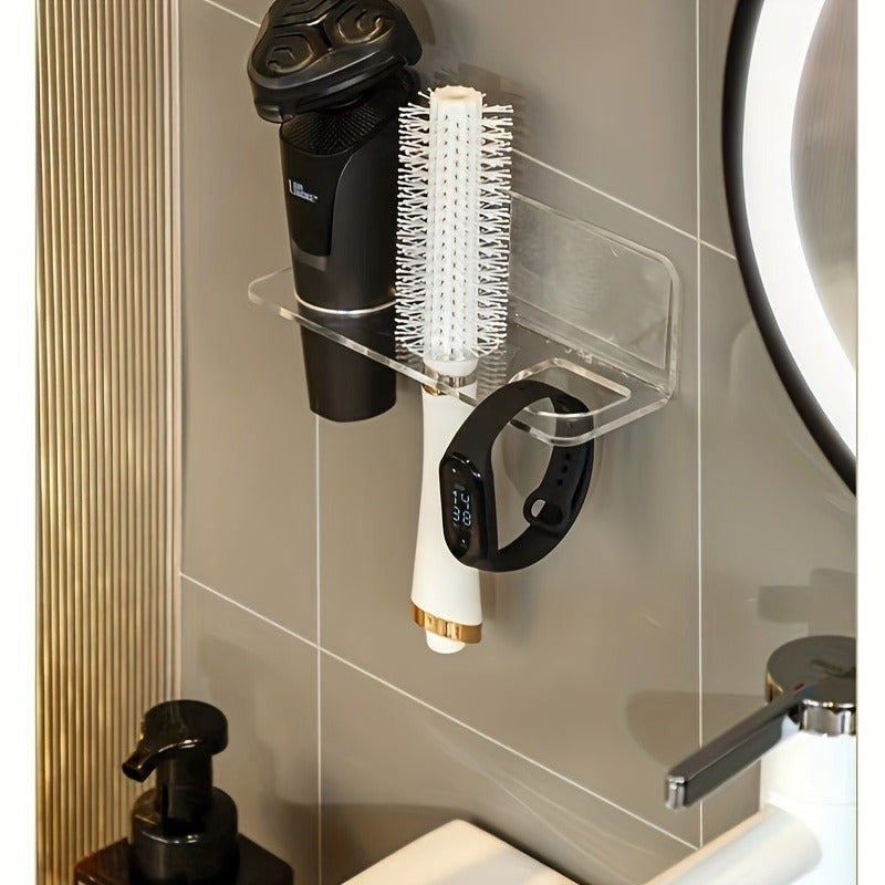 Acrylic Bathroom Storage Organizer Wall Mount Clear Plastic Holder for Combs and Toiletries
